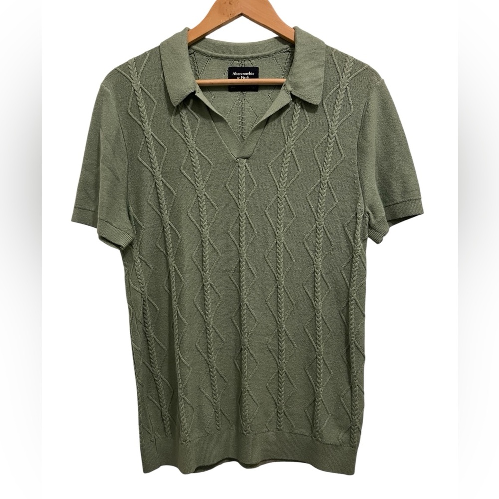 Abercrombie & Fitch Sz XS Light Olive Textured Short Sleeve Polo